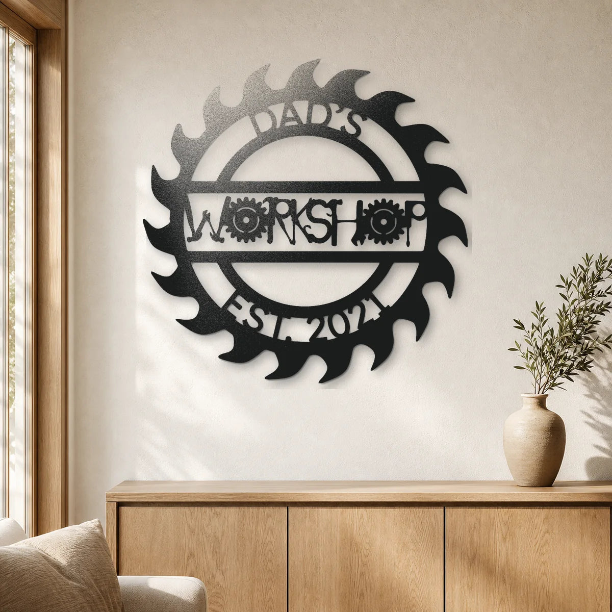 Unique Workshop Monogram Sign | Personalized Steel Wall Art | Made in USA