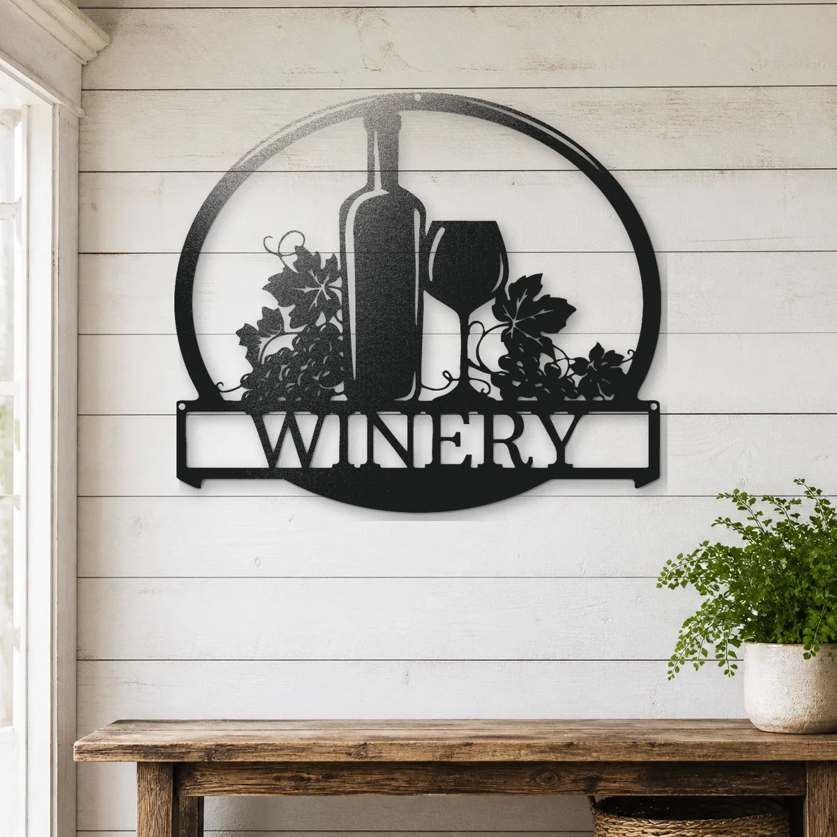 Vine Tinto Monogram Sign | Personalized Steel Wall Art | Made in USA