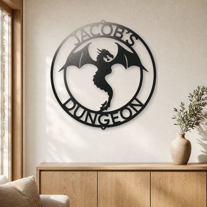 Dragon Ring Monogram Sign | Personalized Steel Wall Art | Made in USA
