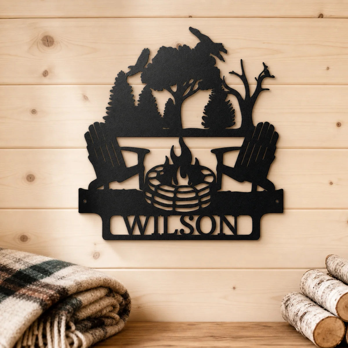 Camping Monogram Sign | Personalized Steel Wall Art | Made in USA