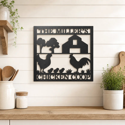 Chicken Coop Monogram Sign | Personalized Steel Wall Art | Made in USA