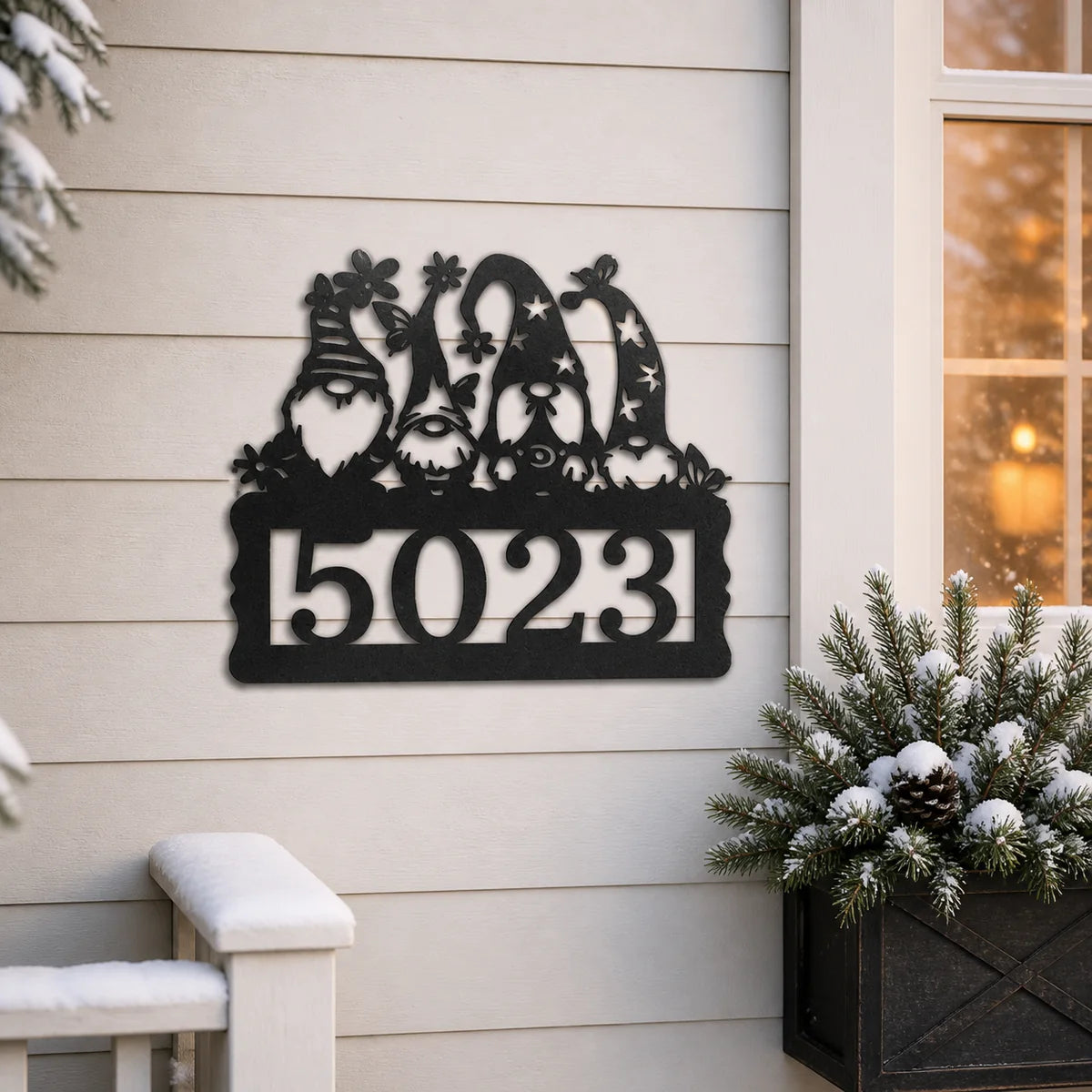 Gnome Address Sign | Personalized Steel Wall Art | Made in USA