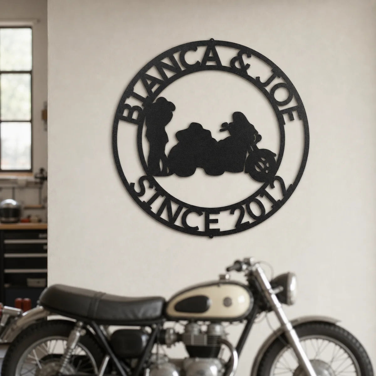 Motorcycle 2 Sign | Personalized Steel Wall Art | Made in USA