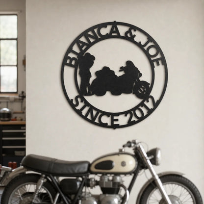 Motorcycle 2 Sign | Personalized Steel Wall Art | Made in USA