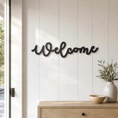Welcome Script Sign | Custom Steel Wall Art | Made in USA