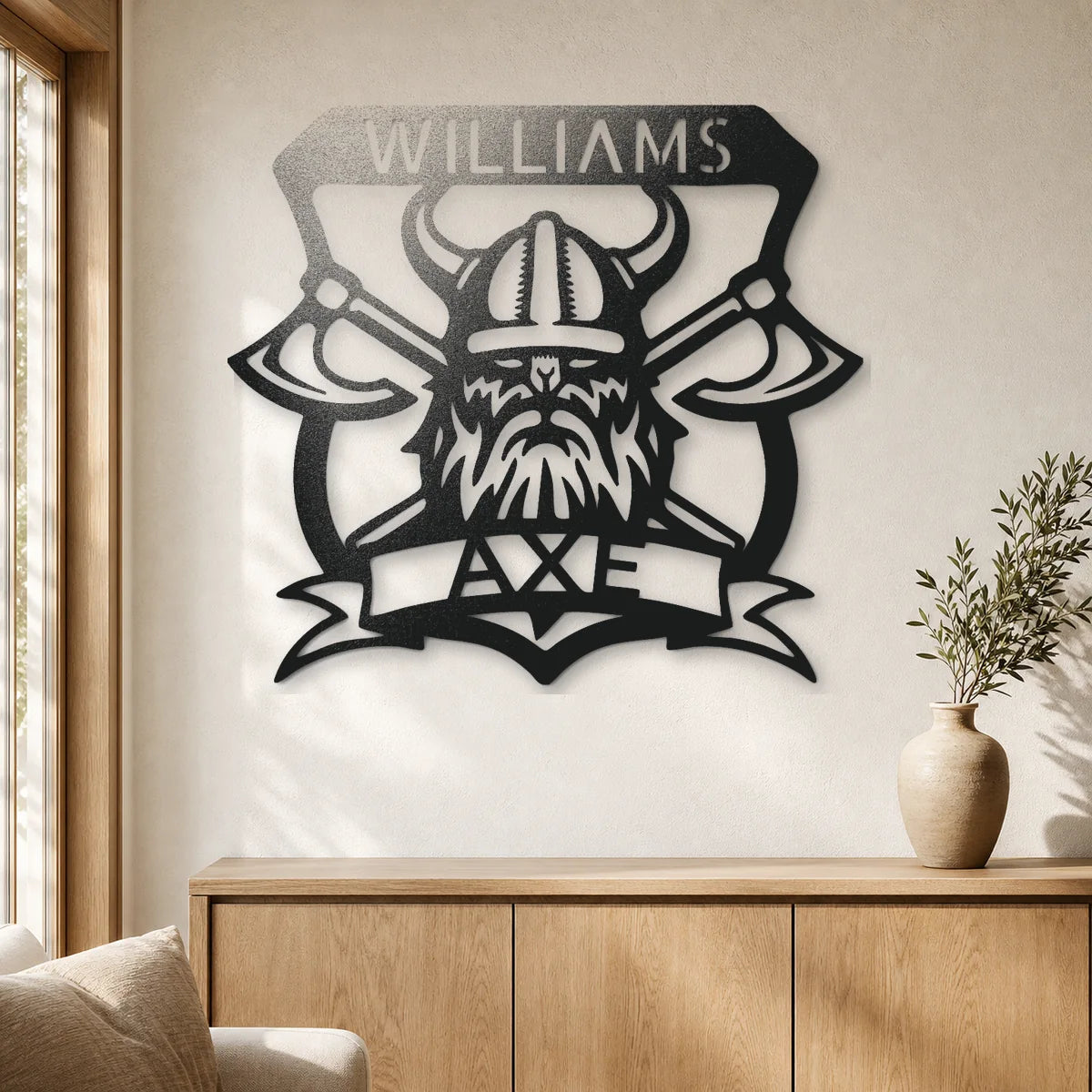 Battle Axe Plaque Monogram Sign | Personalized Steel Wall Art | Made in USA