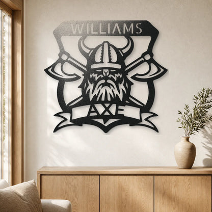 Battle Axe Plaque Monogram Sign | Personalized Steel Wall Art | Made in USA