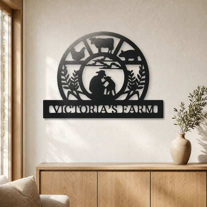 Wheat Field Monogram Sign | Personalized Steel Wall Art | Made in USA
