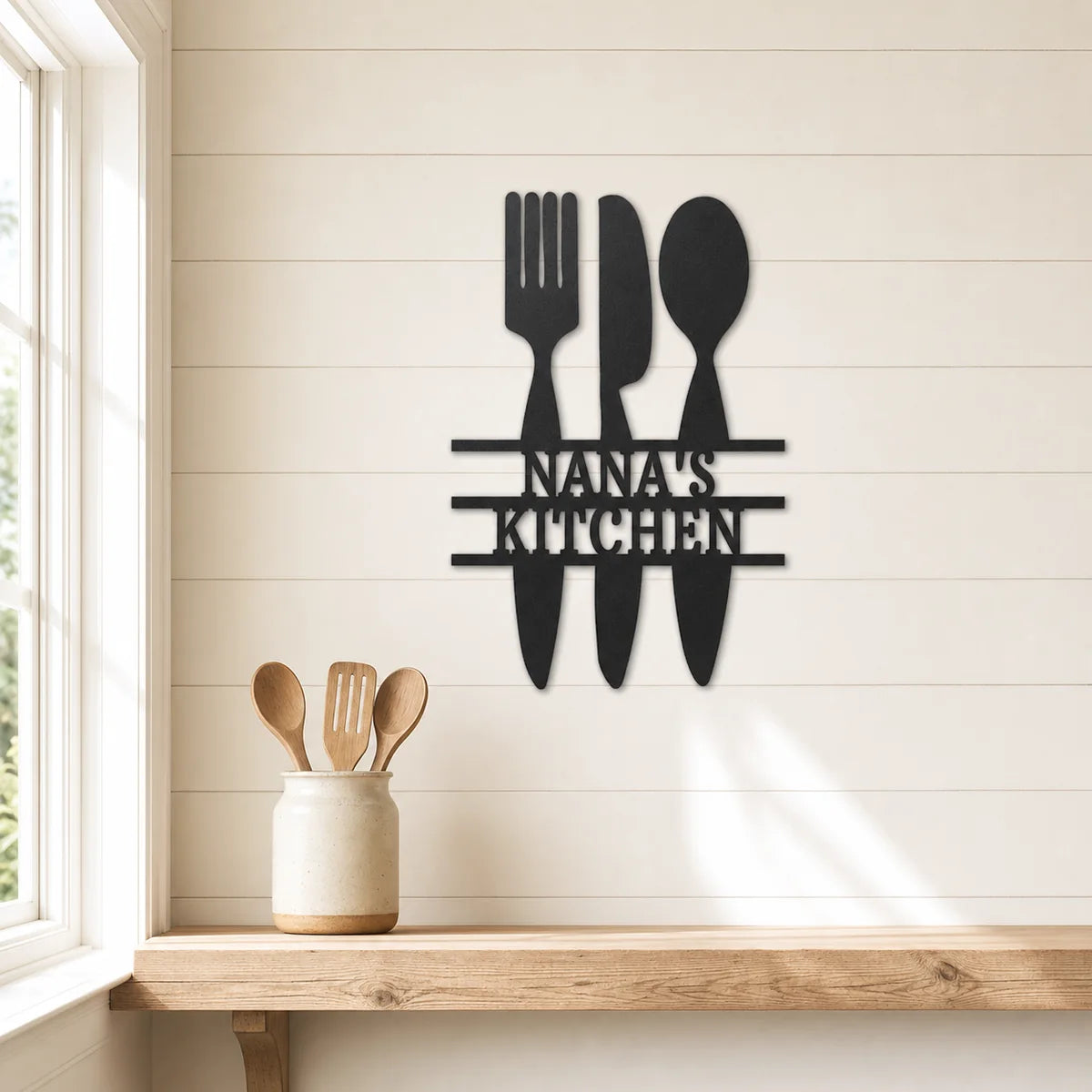 Kitchen Utensil Monogram Sign | Personalized Steel Wall Art | Made in USA