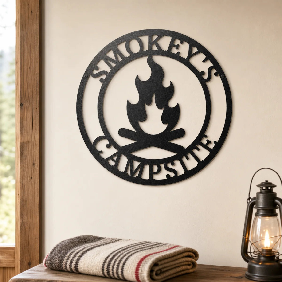 Campfire Monogram Sign | Personalized Steel Wall Art | Made in USA