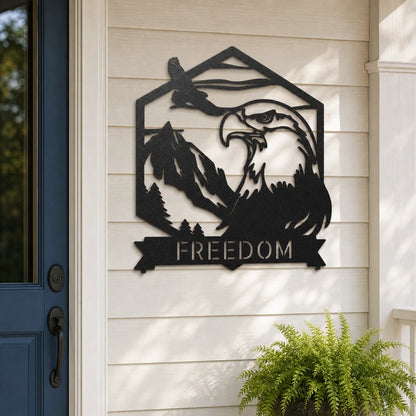 Bald Eagle Monogram Sign | Personalized Steel Wall Art | Made in USA