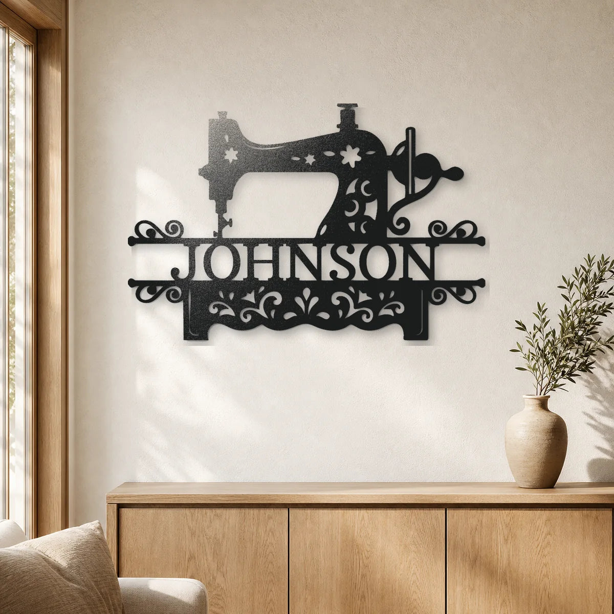 Sewing Monogram Sign | Personalized Steel Wall Art | Made in USA