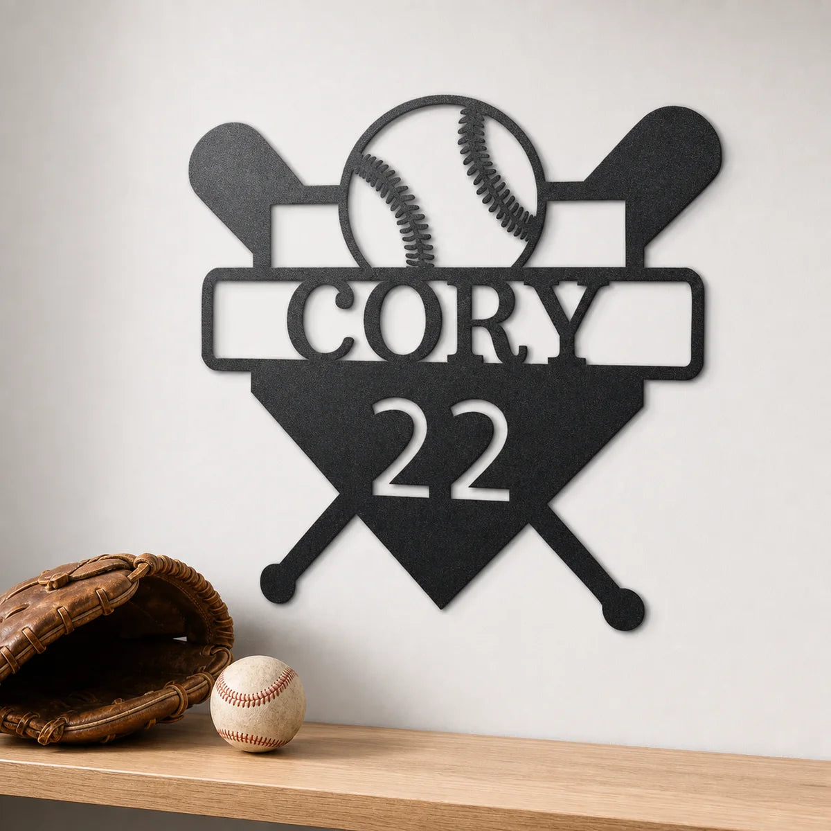 Custom Baseball Monogram Sign | Personalized Steel Wall Art | Made in USA