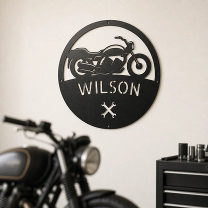 Motorcycle Master Monogram Sign | Personalized Steel Wall Art | Made in USA