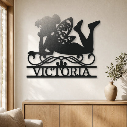 Fairy Monogram Sign | Personalized Steel Wall Art | Made in USA