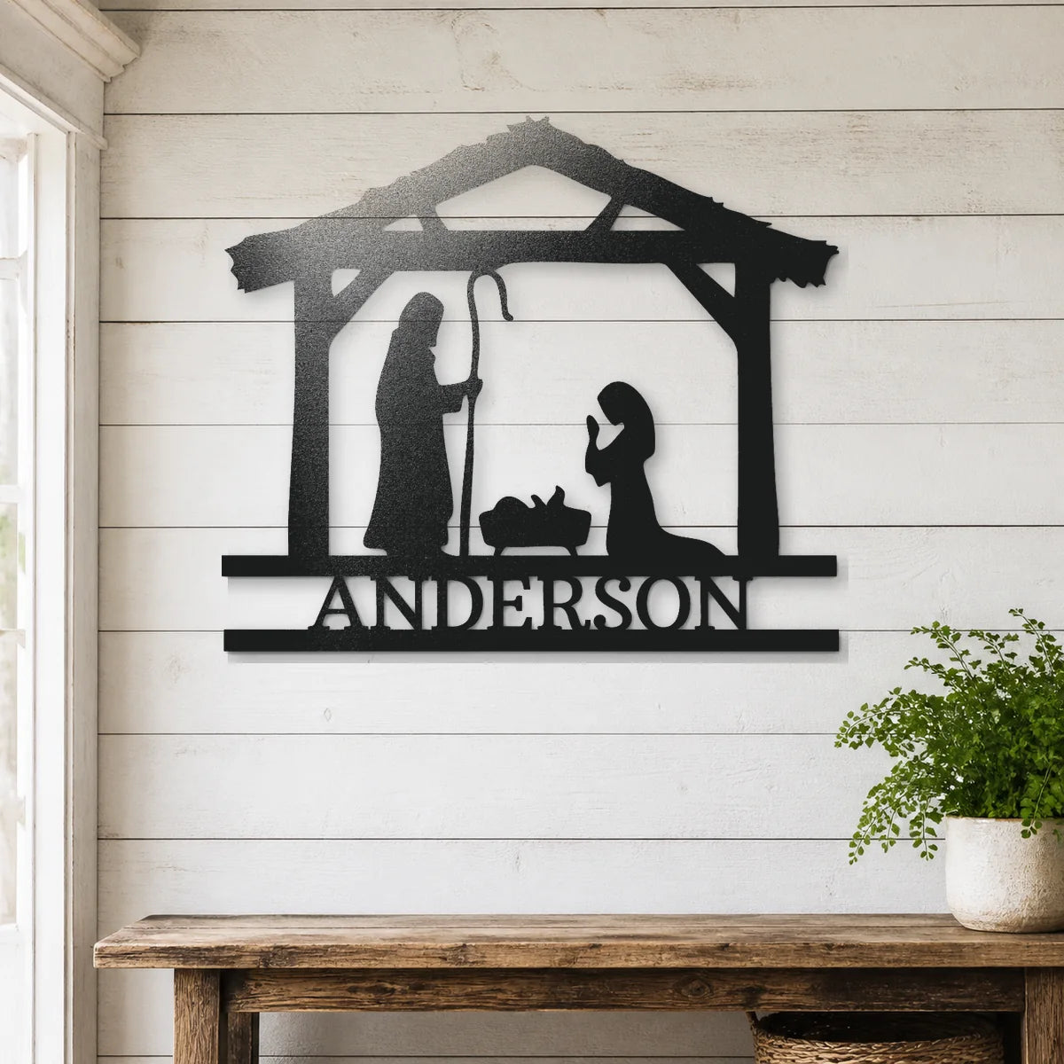 Nativity Simple Monogram Sign | Personalized Steel Wall Art | Made in USA