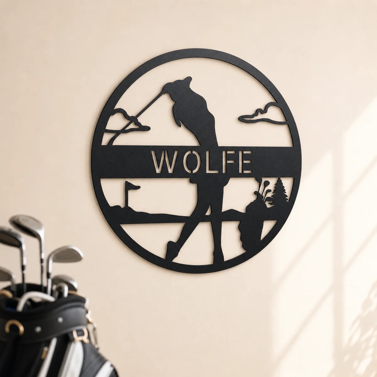 Female Golfer Monogram Sign | Personalized Steel Wall Art | Made in USA