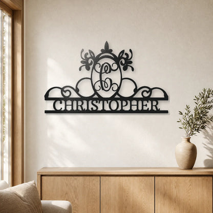Initial and Name Monogram Sign | Personalized Steel Wall Art | Made in USA