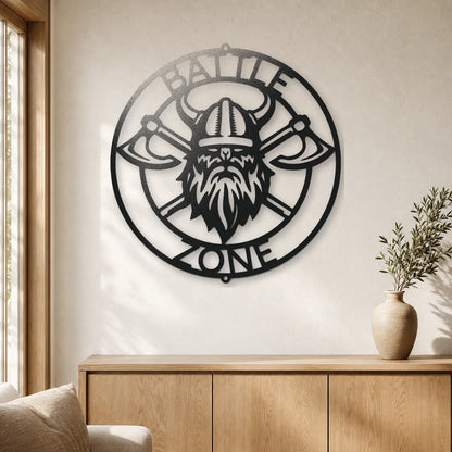 Battle Axe Ring Monogram Sign | Personalized Steel Wall Art | Made in USA