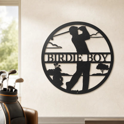 Male Golfer Monogram Sign | Personalized Steel Wall Art | Made in USA