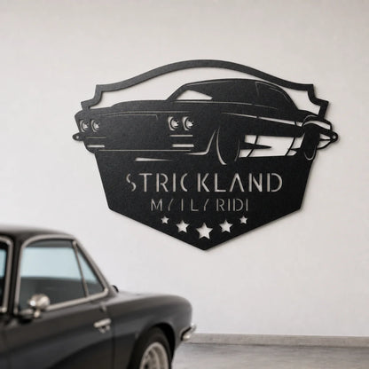 Classic Muscle Car Monogram Sign | Personalized Steel Wall Art | Made in USA