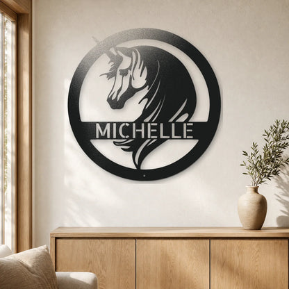 Unicorn Monogram Sign | Personalized Steel Wall Art | Made in USA