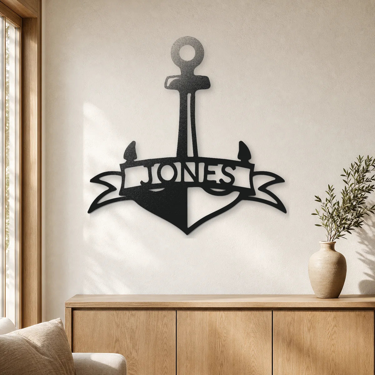 Fancy Anchor Banner Sign | Personalized Steel Wall Art | Made in USA