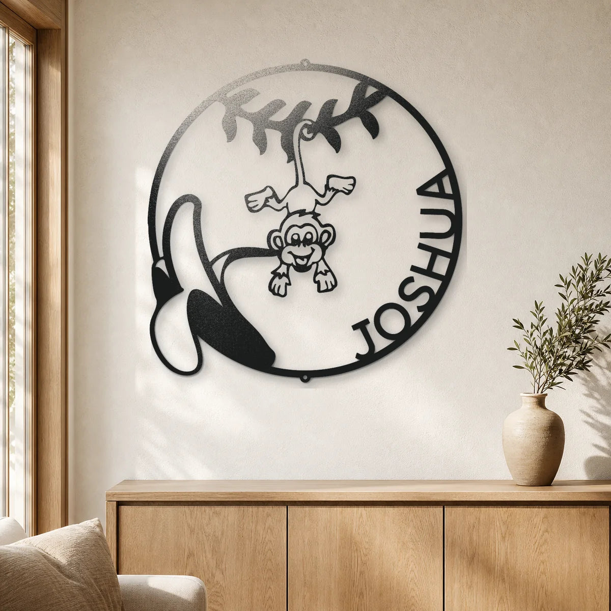 Our Little Monkey Monogram Sign | Personalized Steel Wall Art | Made in USA
