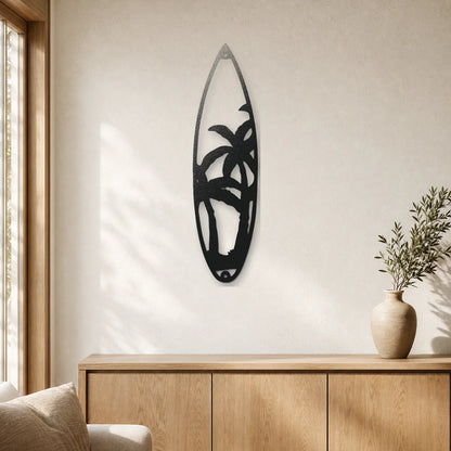 Surf Board Palm Trees Sign | Custom Steel Wall Art | Made in USA