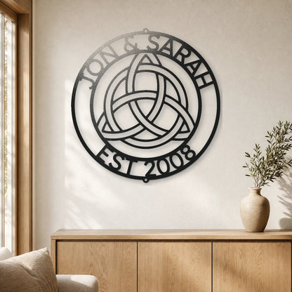 Celtic Knot Ring Monogram Sign | Personalized Steel Wall Art | Made in USA