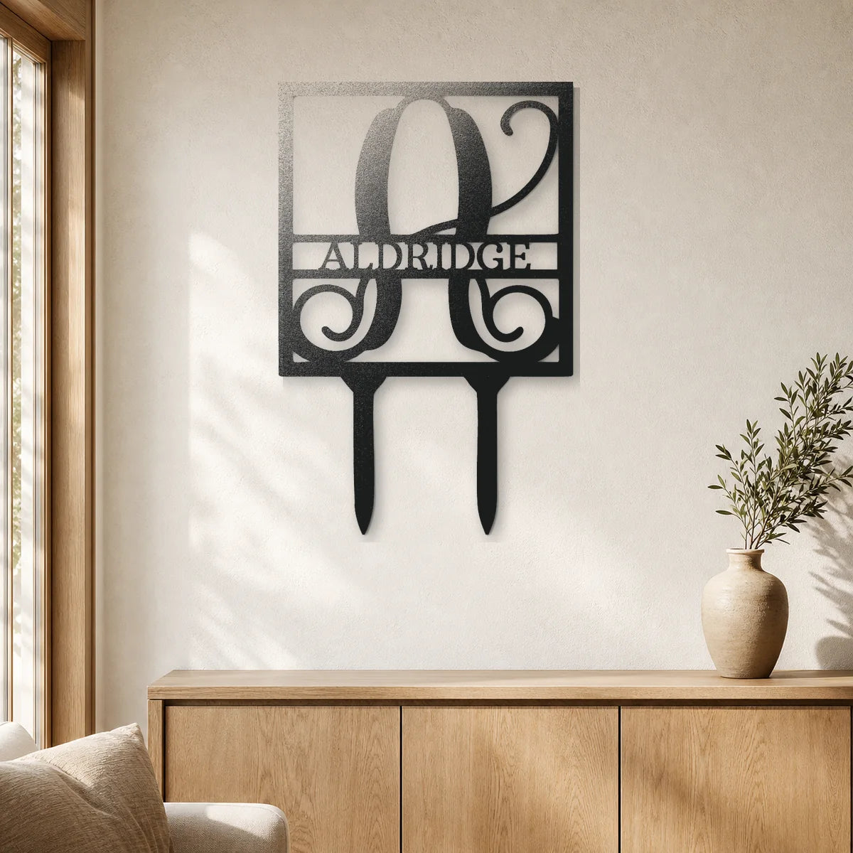 Square Stake Monogram Sign | Personalized Steel Wall Art | Made in USA