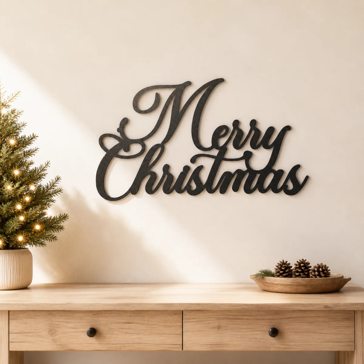 Merry Christmas Script Sign | Custom Steel Wall Art | Made in USA