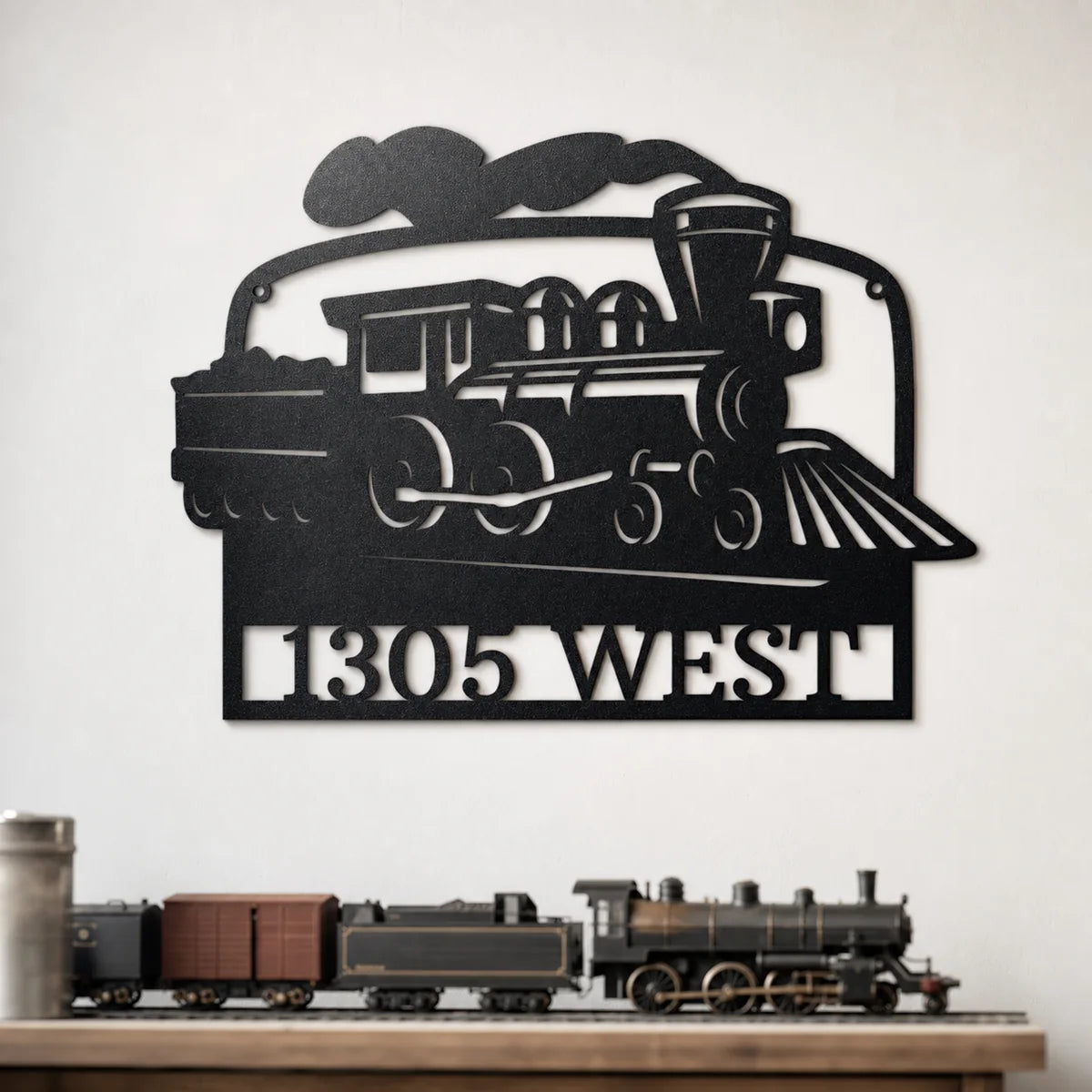 Coal Train Monogram Sign | Personalized Steel Wall Art | Made in USA