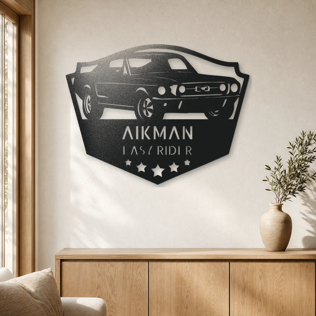 Classic Ford Mustang Monogram Sign | Personalized Steel Wall Art | Made in USA