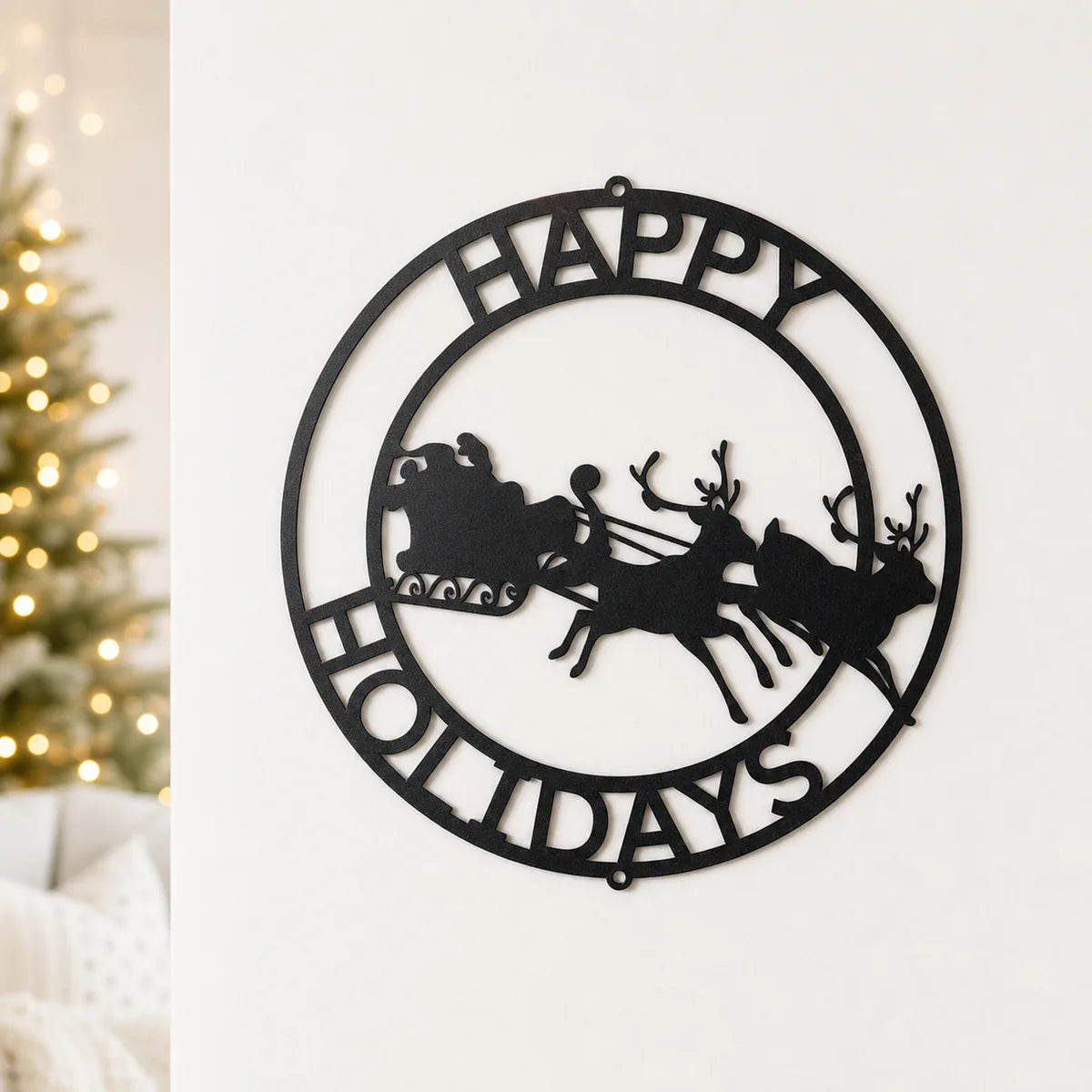 Christmas Cheer Monogram Sign | Personalized Steel Wall Art | Made in USA