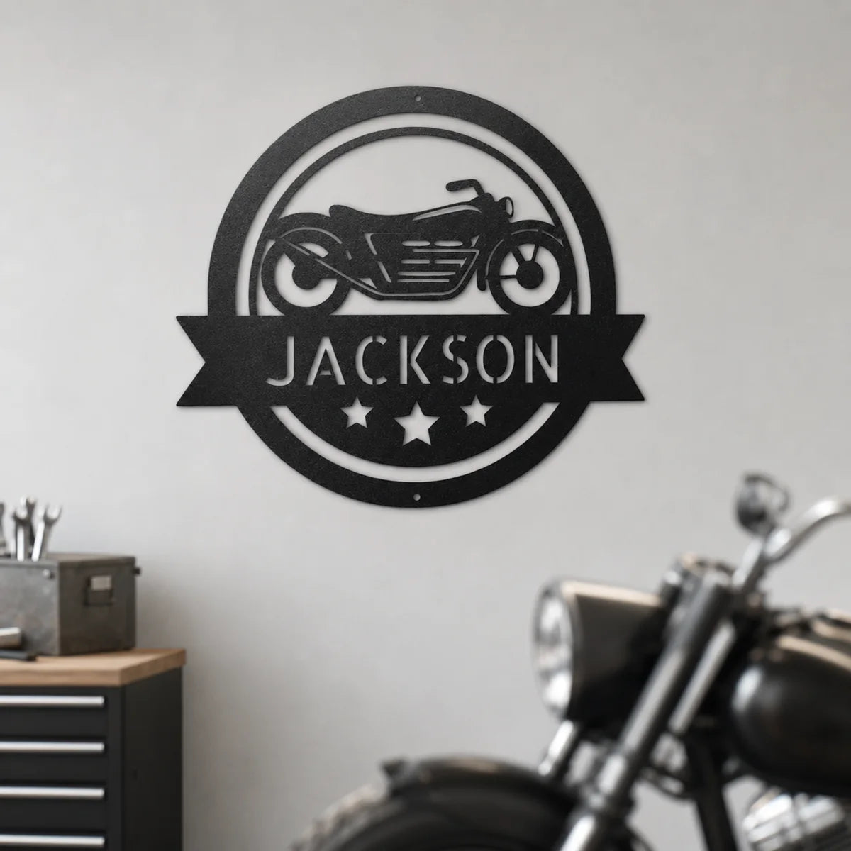 Motorcycle Specialist Monogram Sign | Personalized Steel Wall Art | Made in USA