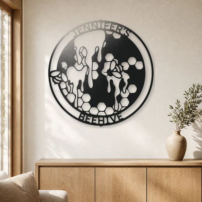 Honey Bee Monogram Sign | Personalized Steel Wall Art | Made in USA