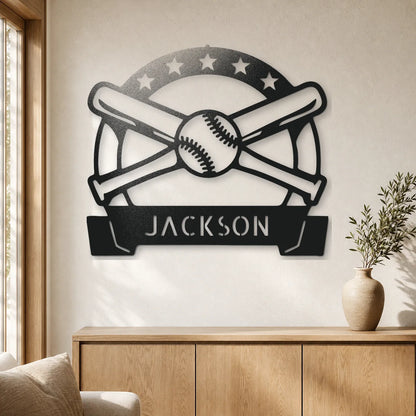 Play Ball Monogram Sign | Personalized Steel Wall Art | Made in USA