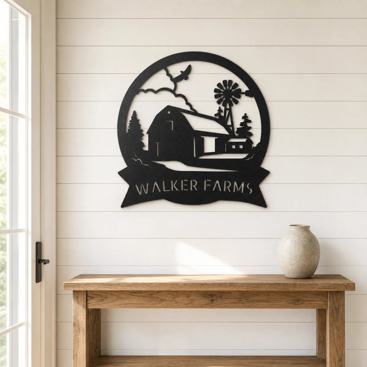 Barn House Monogram Sign | Personalized Steel Wall Art | Made in USA