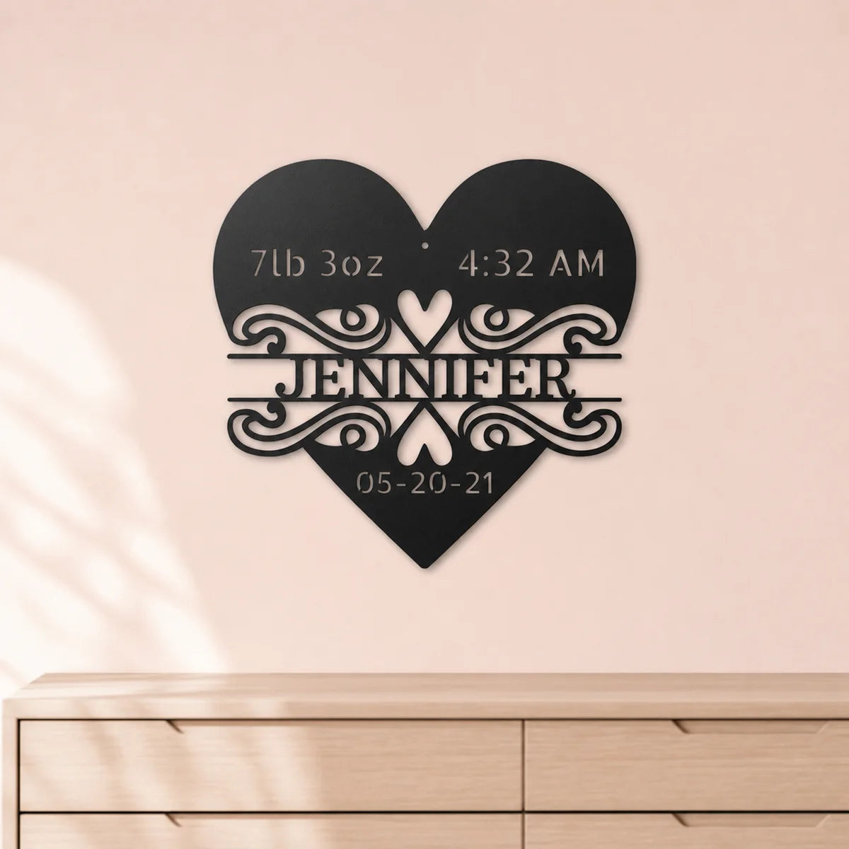Newborn Love Monogram Sign | Personalized Steel Wall Art | Made in USA
