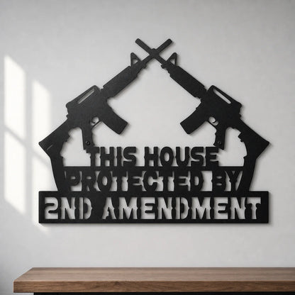 Protected by 2A Sign | Custom Steel Wall Art | Made in USA