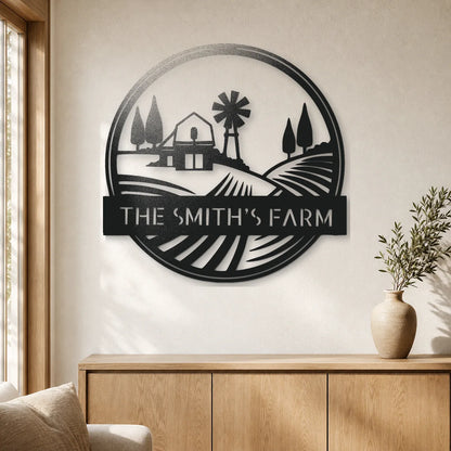 Rolling Fields Monogram Sign | Personalized Steel Wall Art | Made in USA