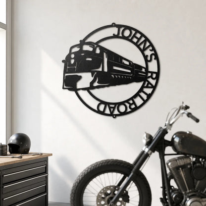 Modern Train Ring Monogram Sign | Personalized Steel Wall Art | Made in USA