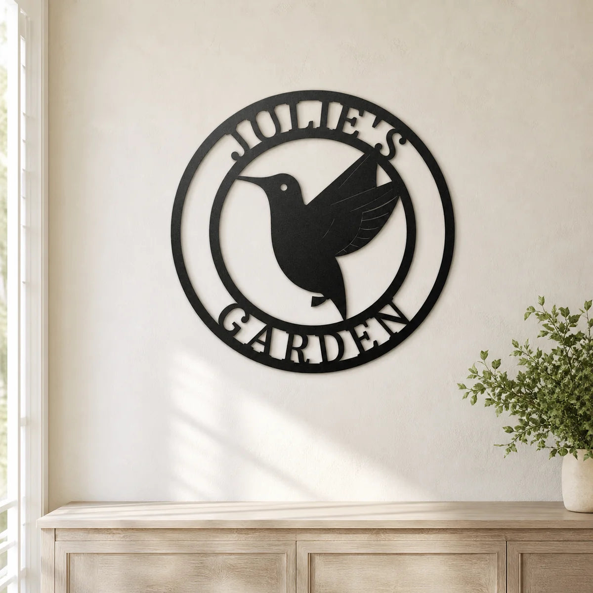 Humming Bird Monogram Sign | Personalized Steel Wall Art | Made in USA