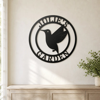 Humming Bird Monogram Sign | Personalized Steel Wall Art | Made in USA