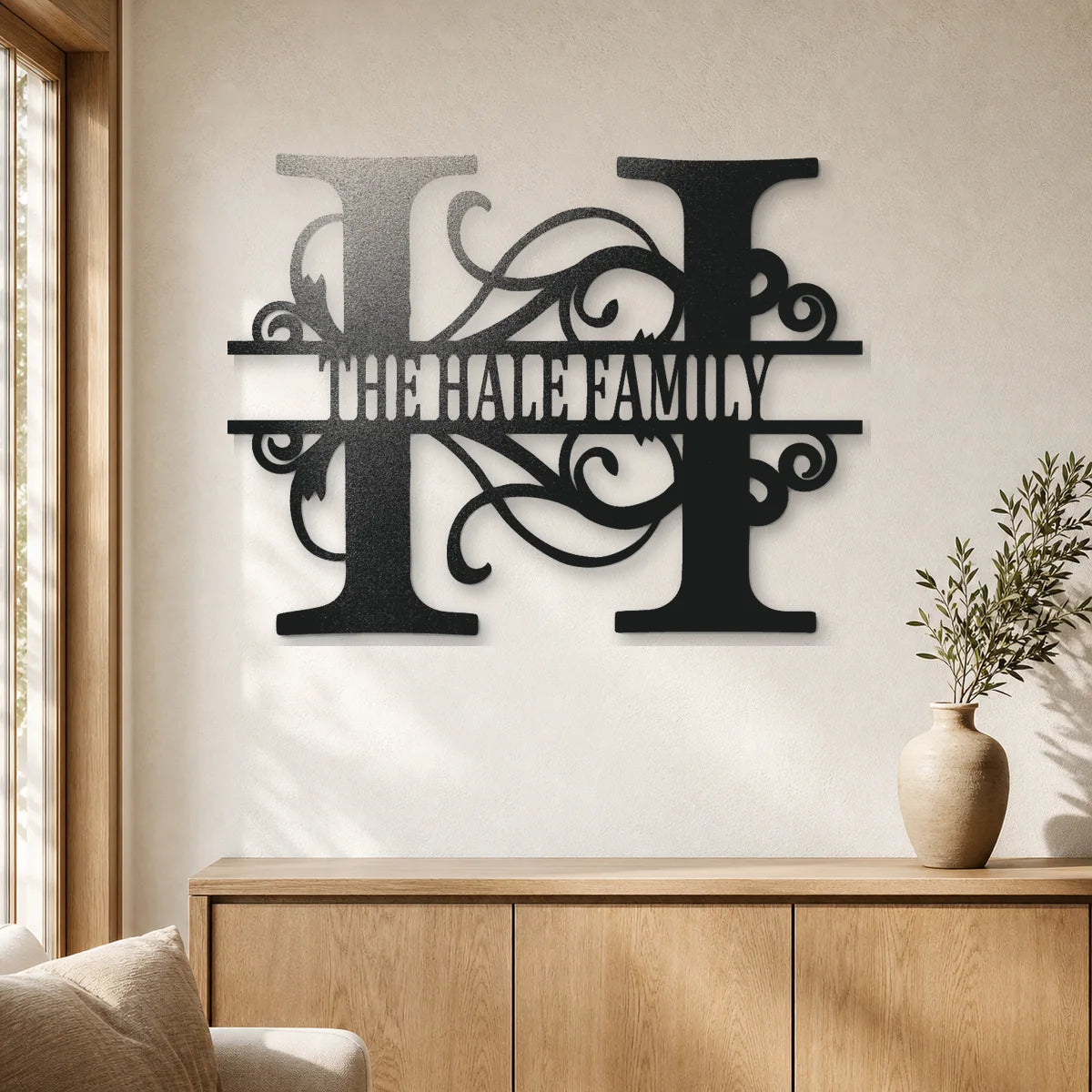 Split Letter Monogram Sign | Personalized Steel Wall Art | Made in USA