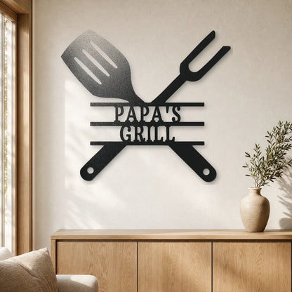 Grilling Utensils Sign | Personalized Steel Wall Art | Made in USA