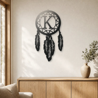 Dream Catcher Monogram Sign | Personalized Steel Wall Art | Made in USA