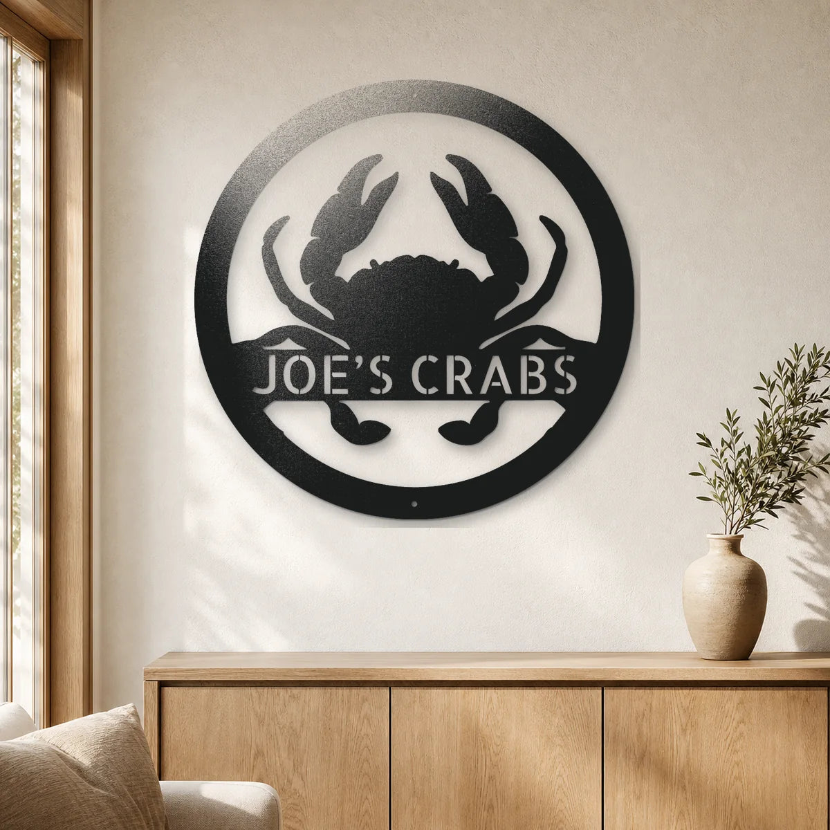 Crab Monogram Sign | Personalized Steel Wall Art | Made in USA