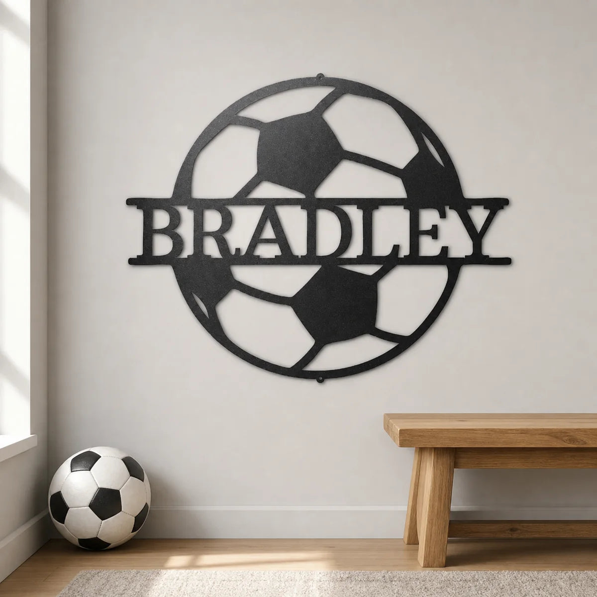 Soccer Monogram Sign | Personalized Steel Wall Art | Made in USA